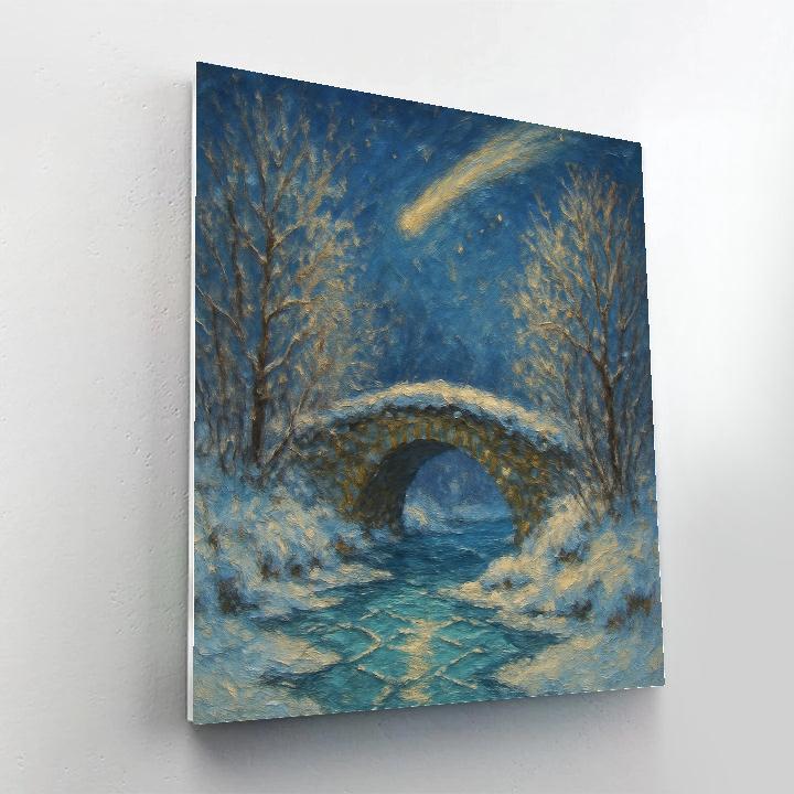 Comet Trail Over Frozen Bridge painting number kit