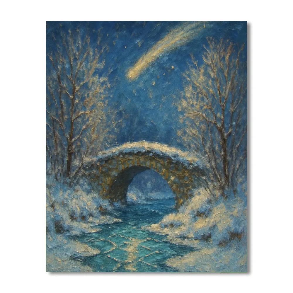 Comet Trail Over Frozen Bridge painting number kit