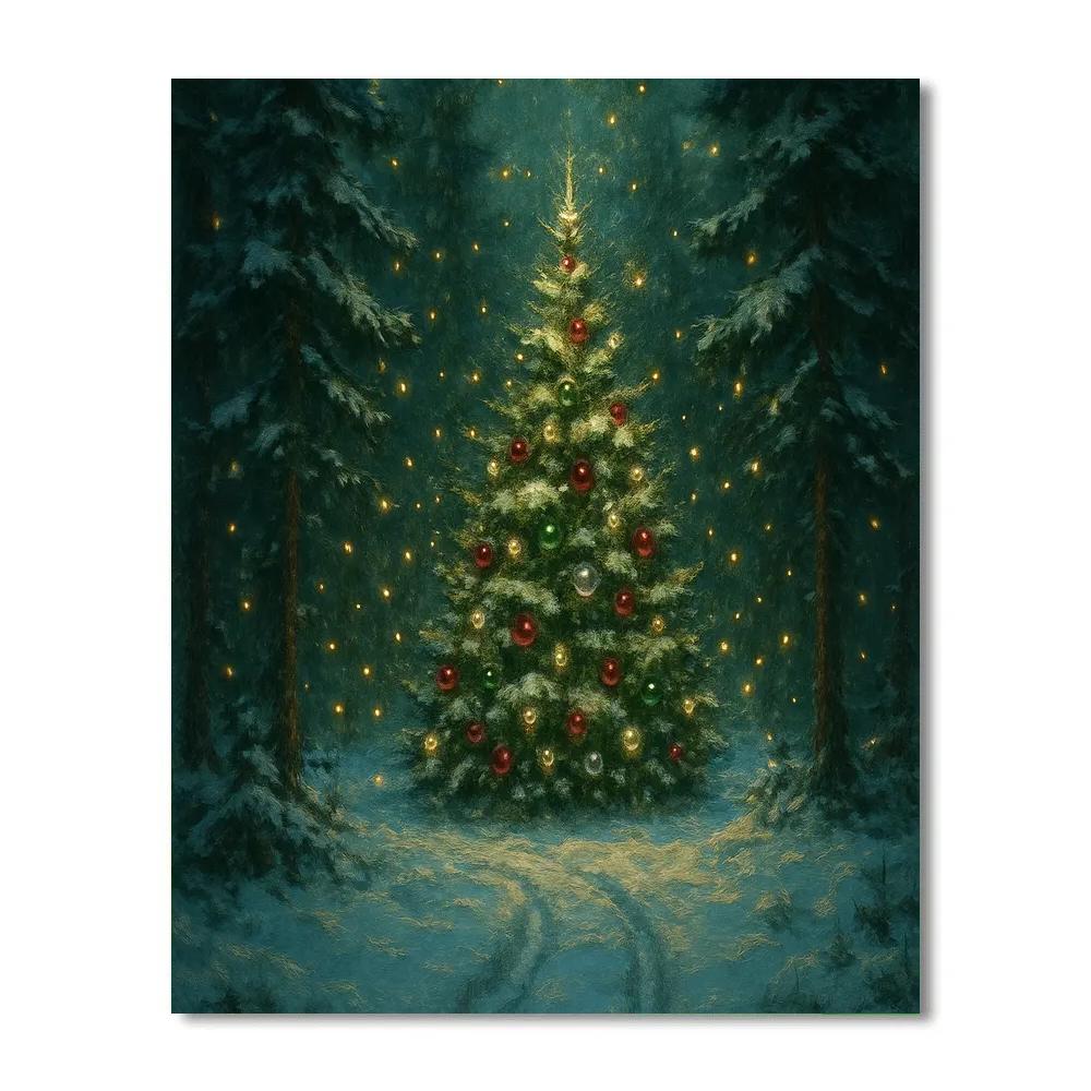 Christmas Fireflies In The Pine Grove paint by numbers