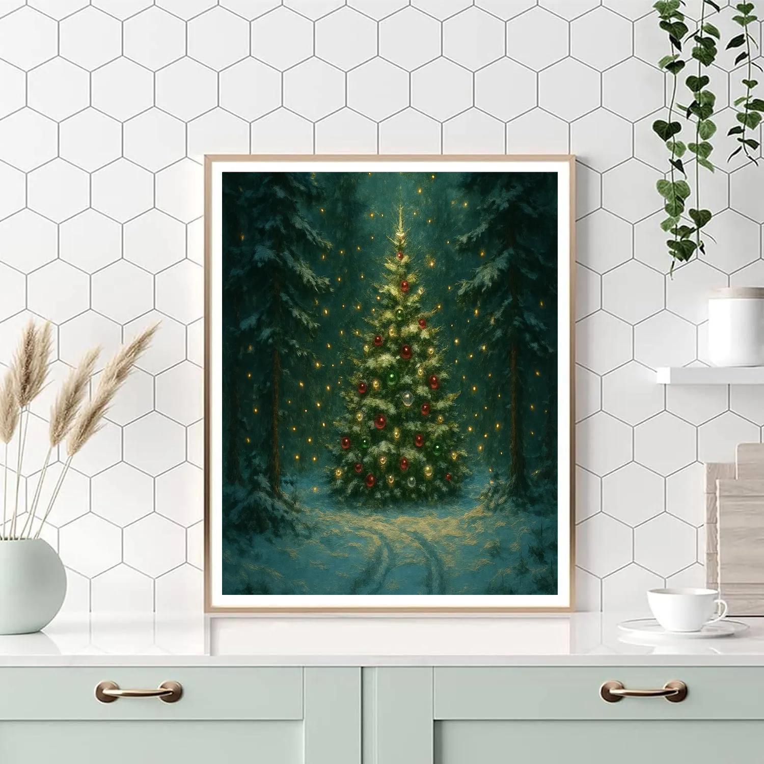 Christmas Fireflies In The Pine Grove paint by numbers
