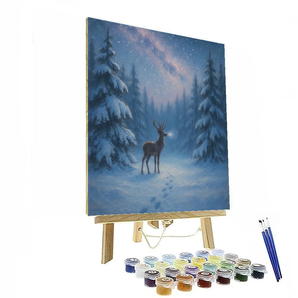 Celestial Deer In Winter Clearing paint by color