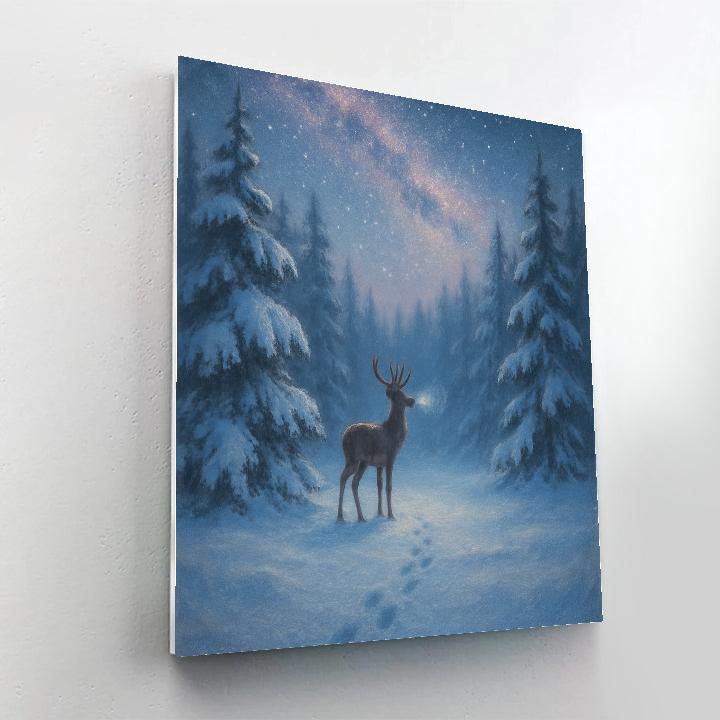 Celestial Deer In Winter Clearing paint by color