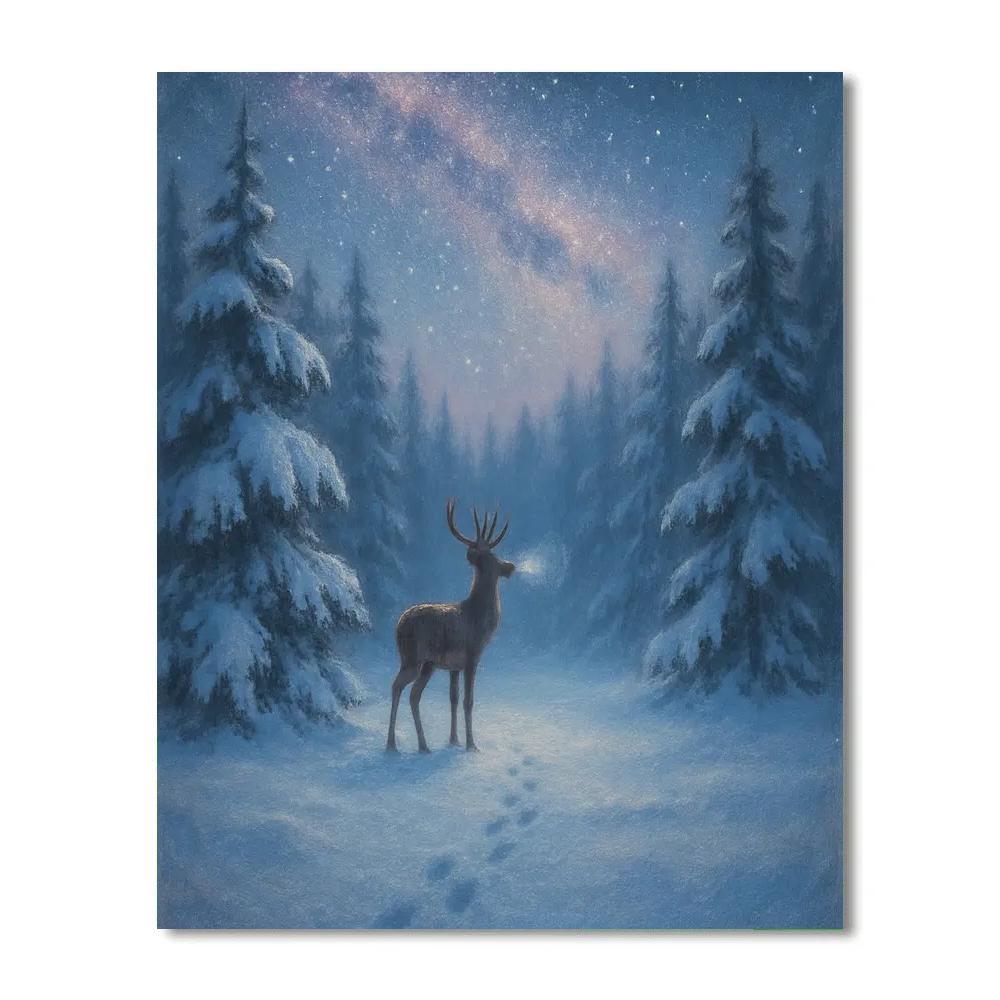 Celestial Deer In Winter Clearing paint by color