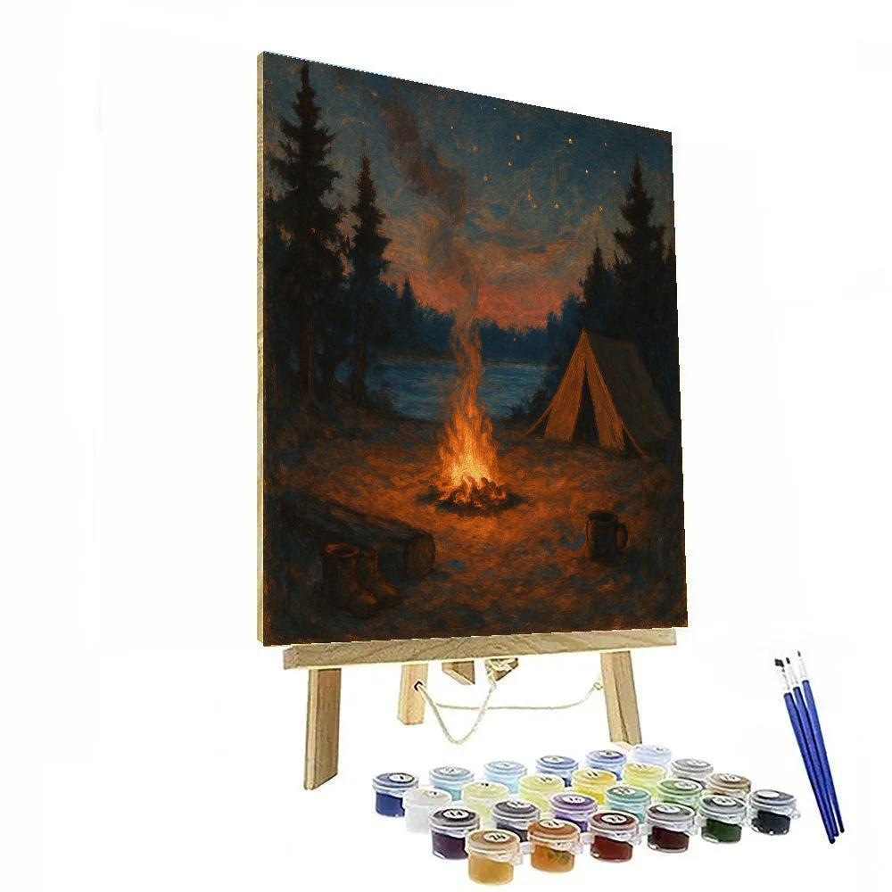 Firelight Reflections On Camp Lake Paint by numbers kits