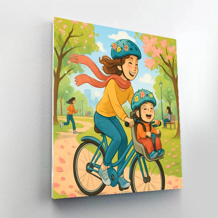 City Park Bicycle Adventure With Mom Paint by numbers art