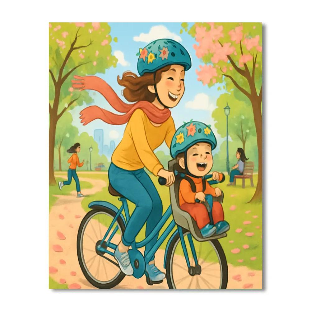 City Park Bicycle Adventure With Mom Paint by numbers art