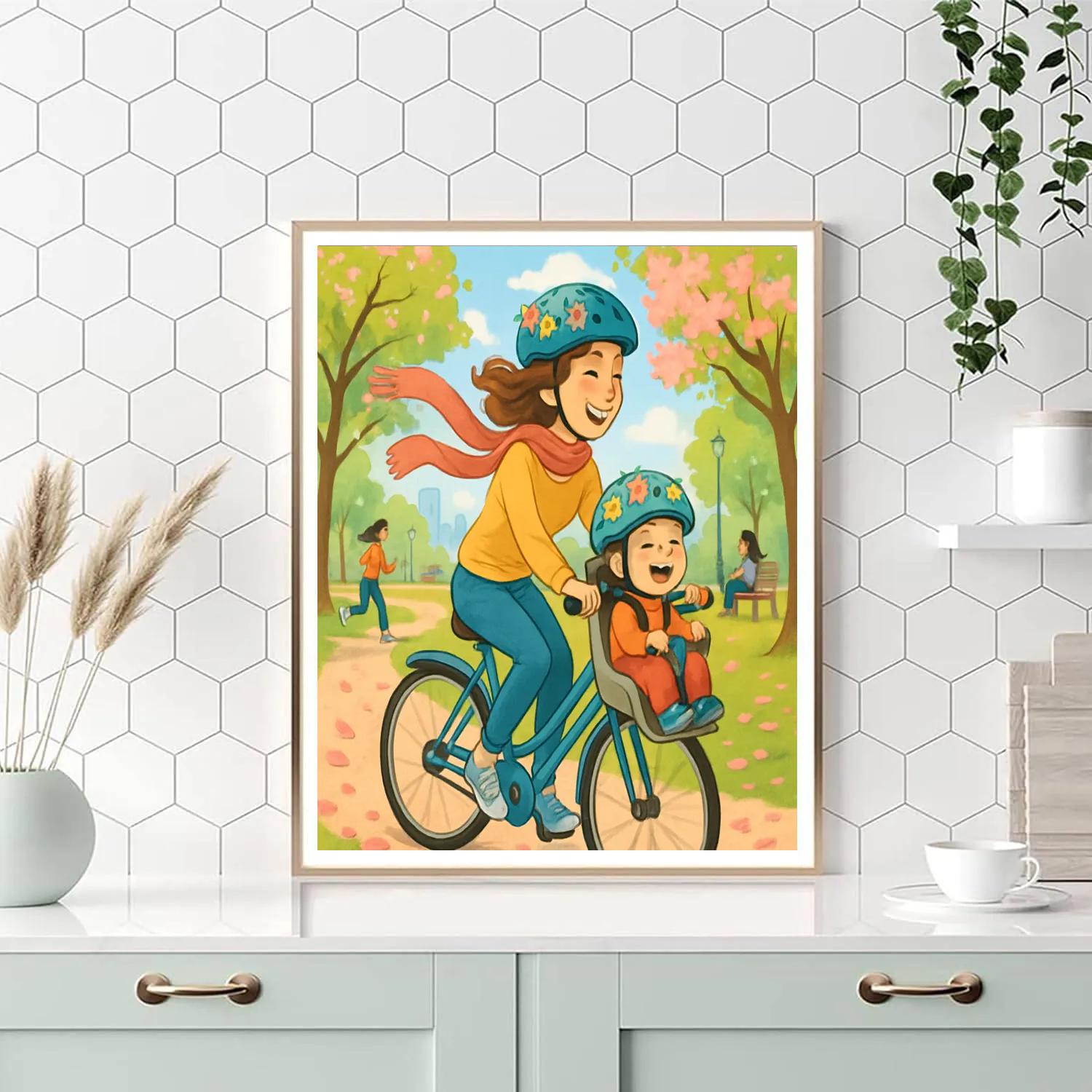 City Park Bicycle Adventure With Mom Paint by numbers art