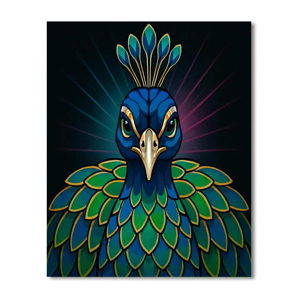 Prismatic Peacock Crown Flare Paint by numbers kits