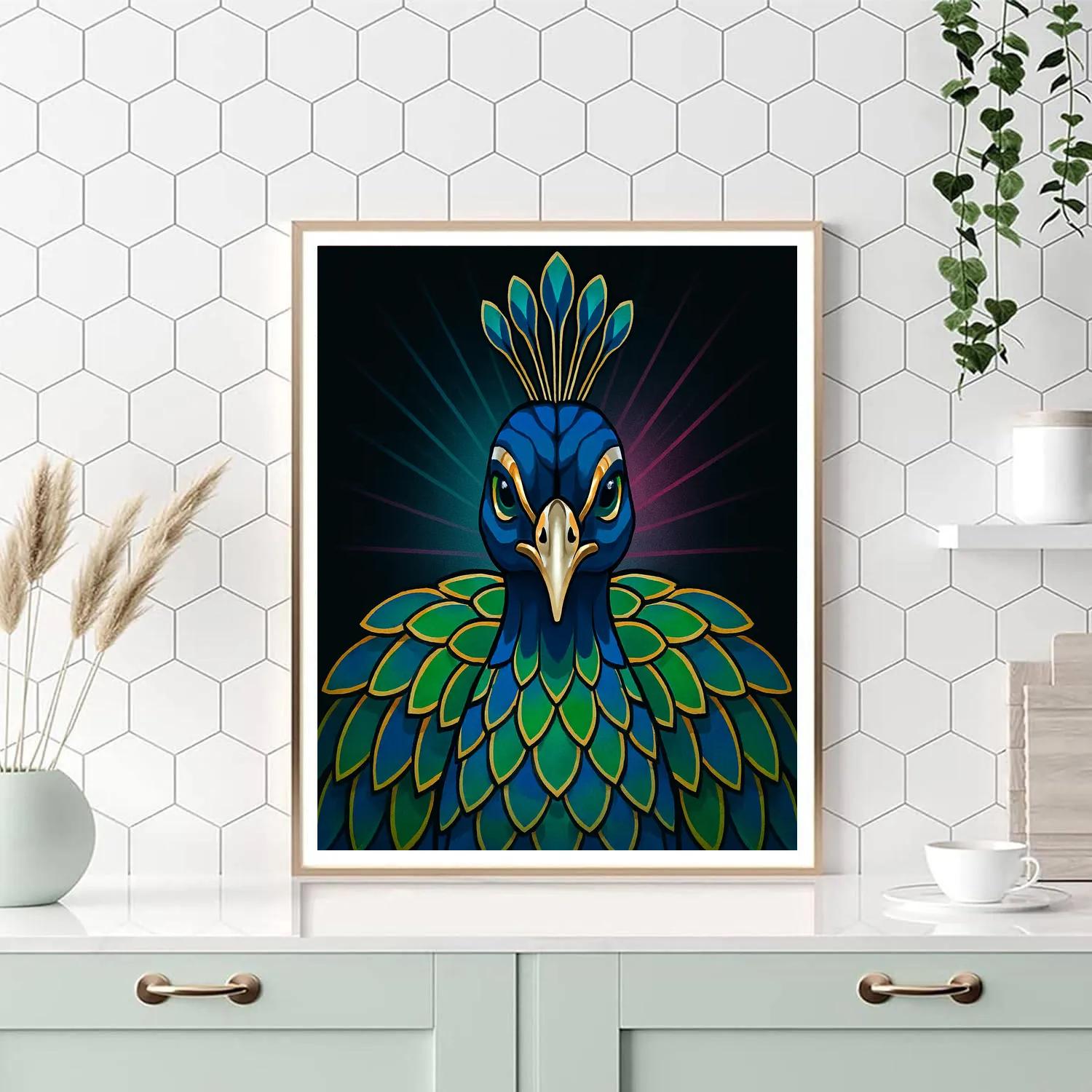 Prismatic Peacock Crown Flare Paint by numbers kits