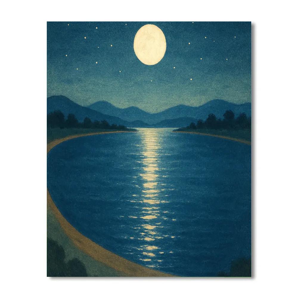 Moon Path Across The Silent Bay paint by numbers