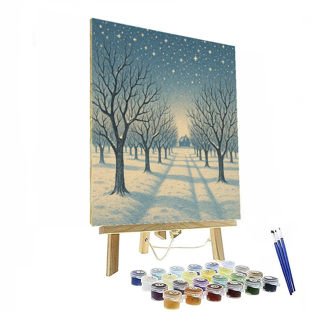 Starlit Orchard After Snowfall Numbered painting kits
