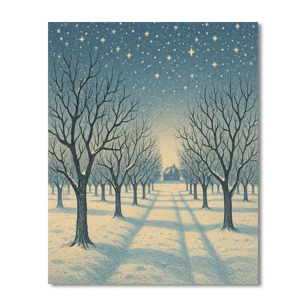Starlit Orchard After Snowfall Numbered painting kits