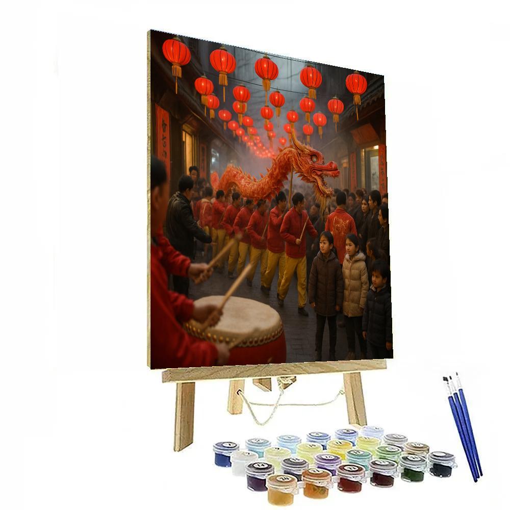 Chinese New Year Dragon Dance In Shanghai Lane paint by number