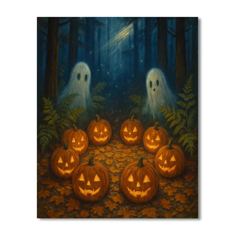 Forest Lantern Circle With Friendly Spirits Paint by numbers art