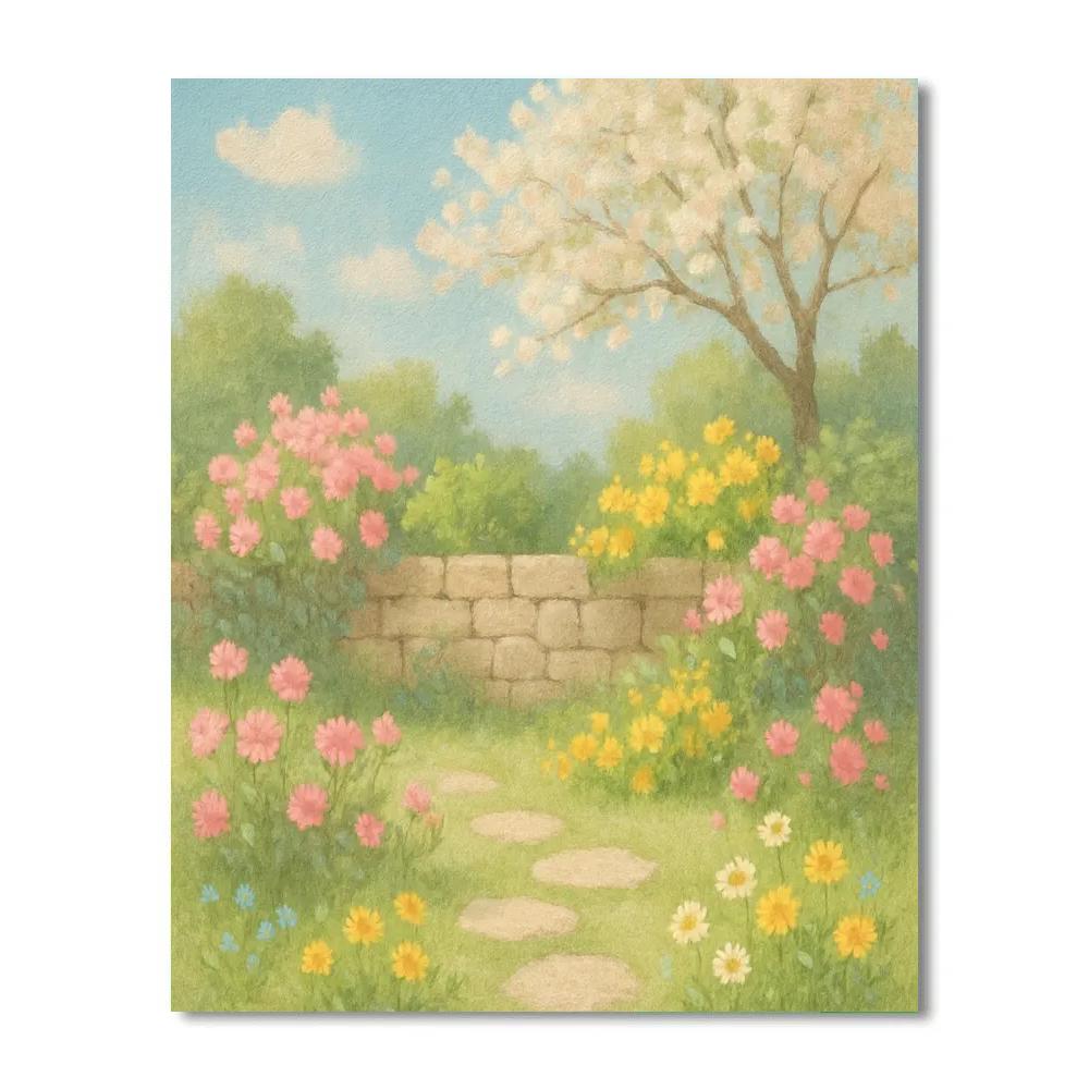 Spring Garden By The Stone Wall Number painting