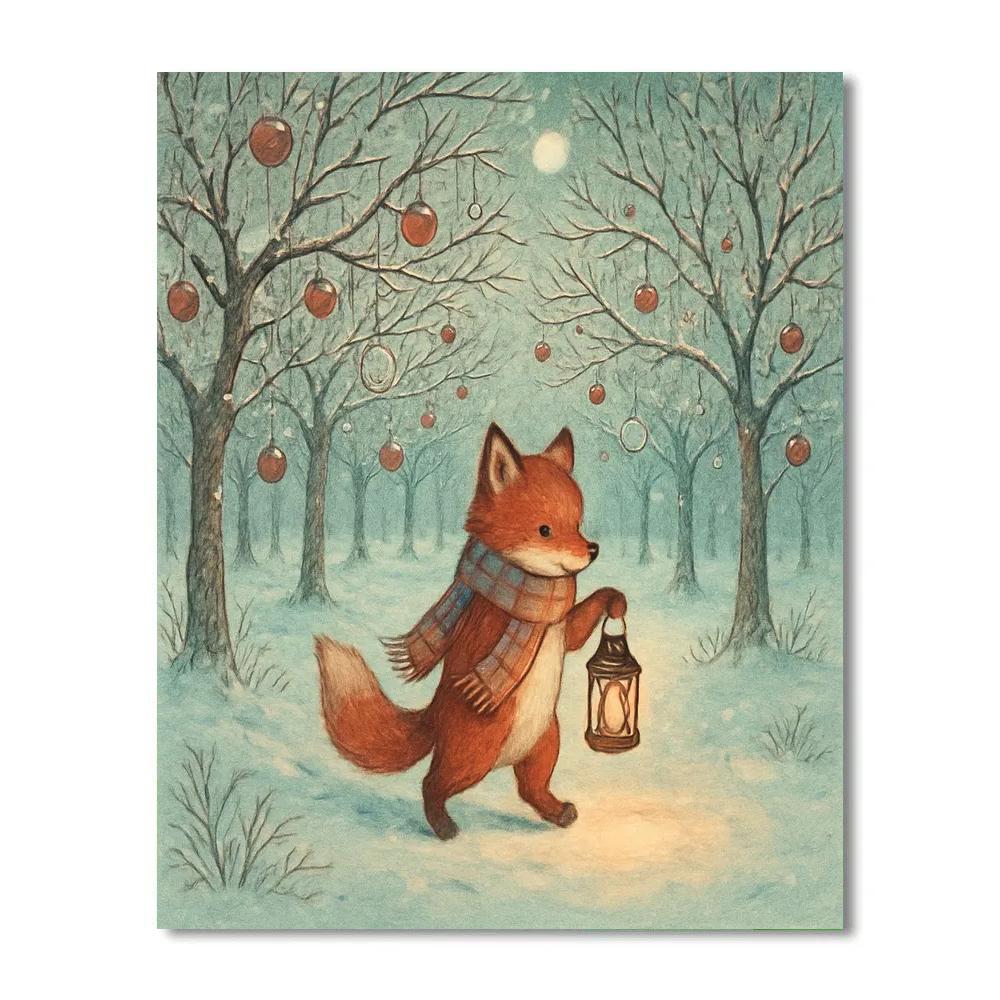 Lantern Fox In The Winter Orchard Number painting