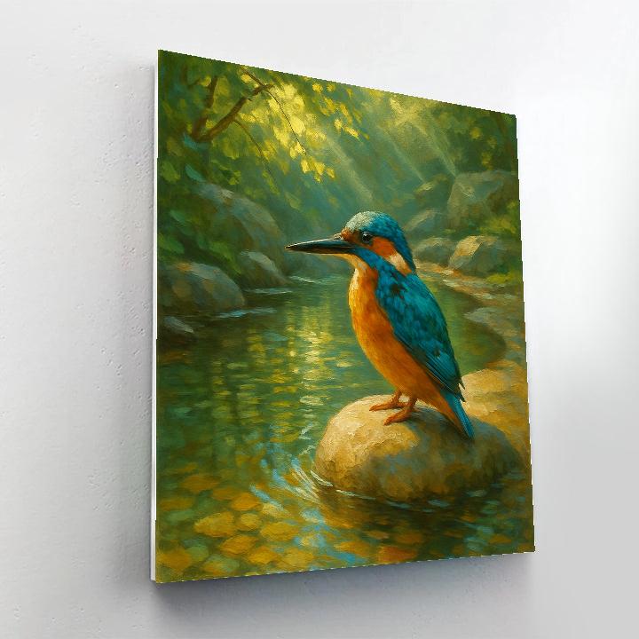 Riverbank Kingfisher And The Pebble Pool painting number kit