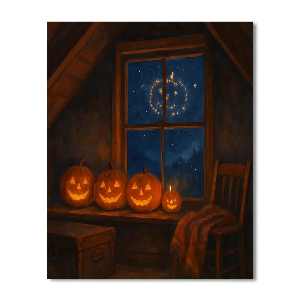 Attic Window Pumpkin Constellation DIY paint by numbers