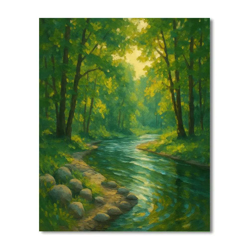 Riverbend In Summer Shade Painting by numbers kit