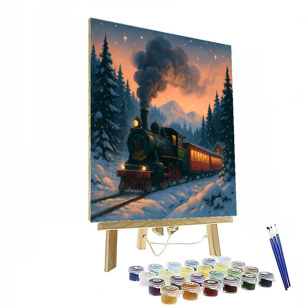 Christmas Train Through The Frozen Valley painting number kit