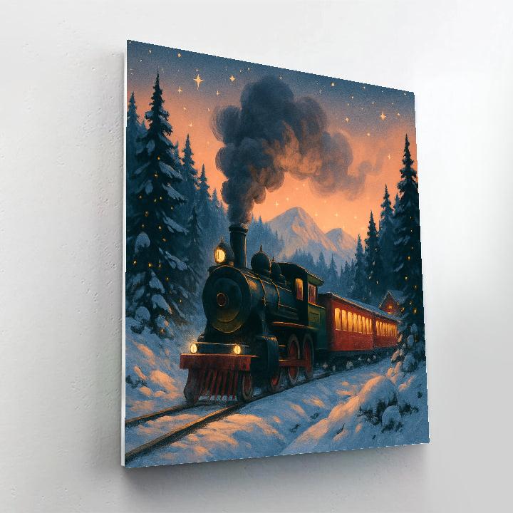 Christmas Train Through The Frozen Valley painting number kit