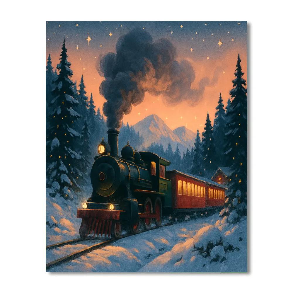 Christmas Train Through The Frozen Valley painting number kit