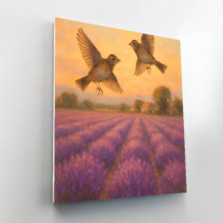 Lavender Field Larks At Golden Dusk Painting by numbers kit
