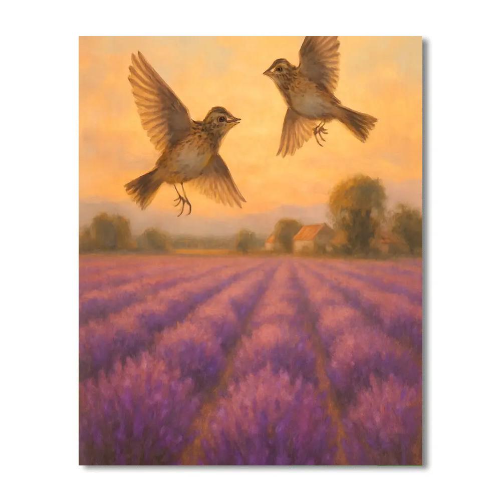Lavender Field Larks At Golden Dusk Painting by numbers kit