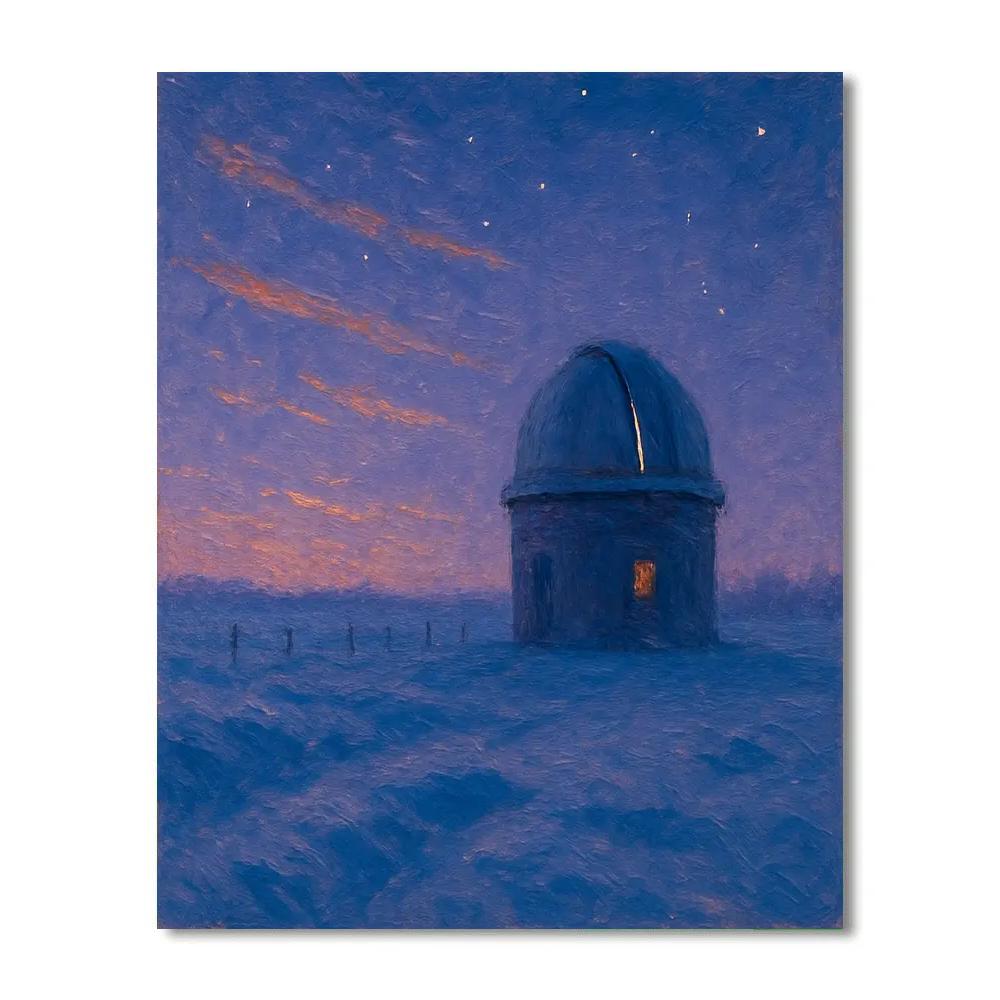 Snowfield Observatory At Dusk Paint by numbers kits