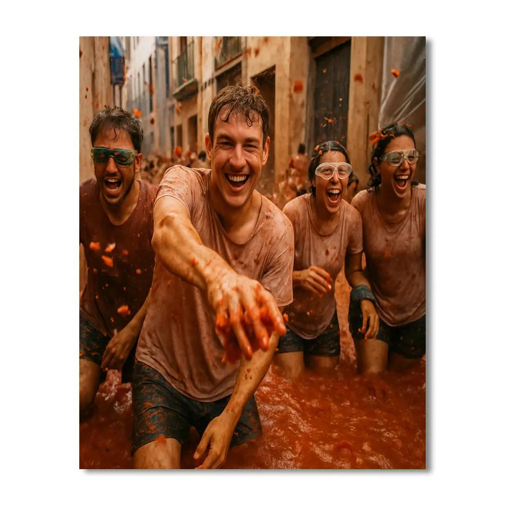 La Tomatina Tomato Fight In Bunol Spain Paint by numbers art