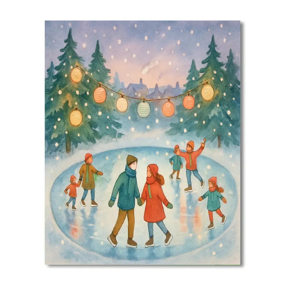 Skating Under The Christmas Lanterns painting number kit