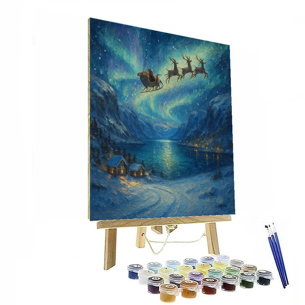 Midnight Sleigh Over The Luminous Fjord Painting by numbers kit