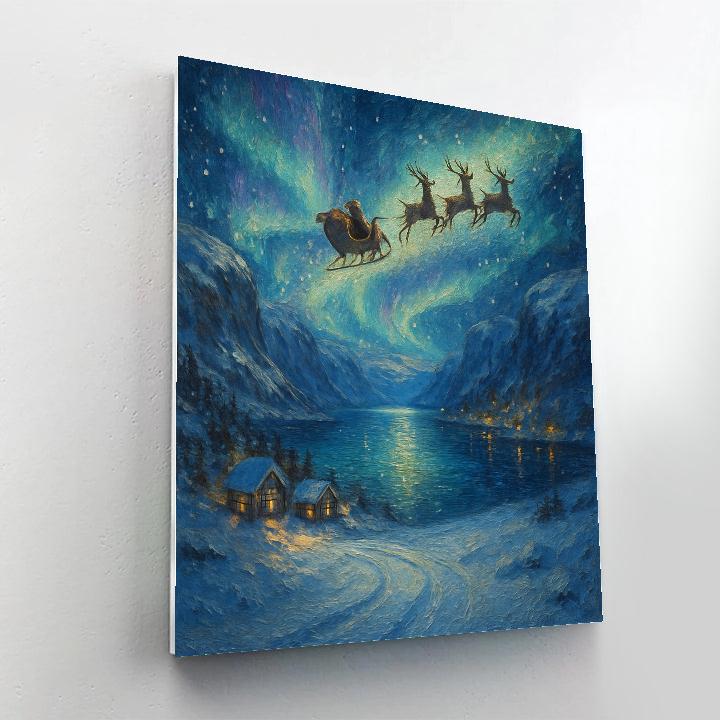Midnight Sleigh Over The Luminous Fjord Painting by numbers kit