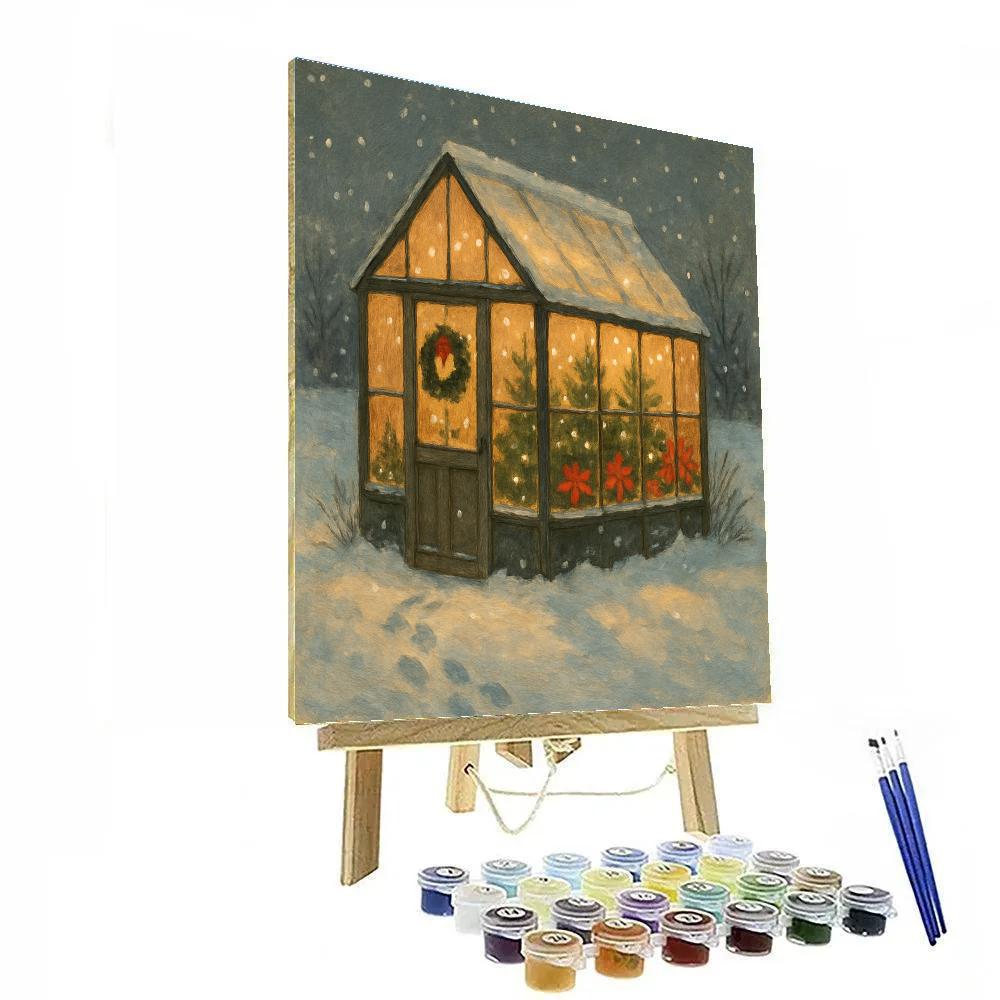 Christmas Greenhouse In The Snow Painting by numbers kit