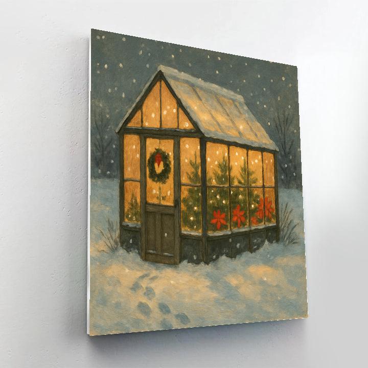 Christmas Greenhouse In The Snow Painting by numbers kit