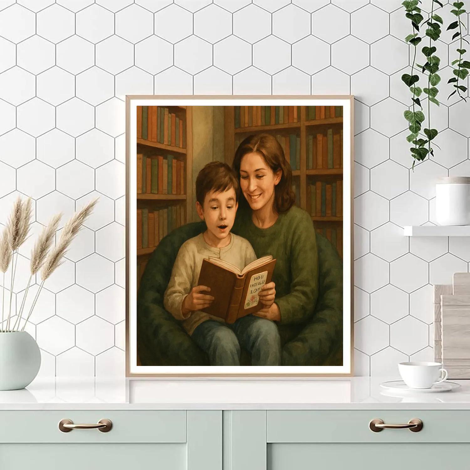 Library Corner With Mom Number painting