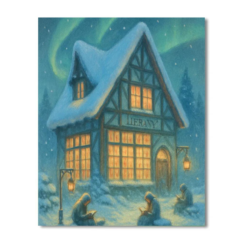 North Pole Library At First Snow Paint by numbers art