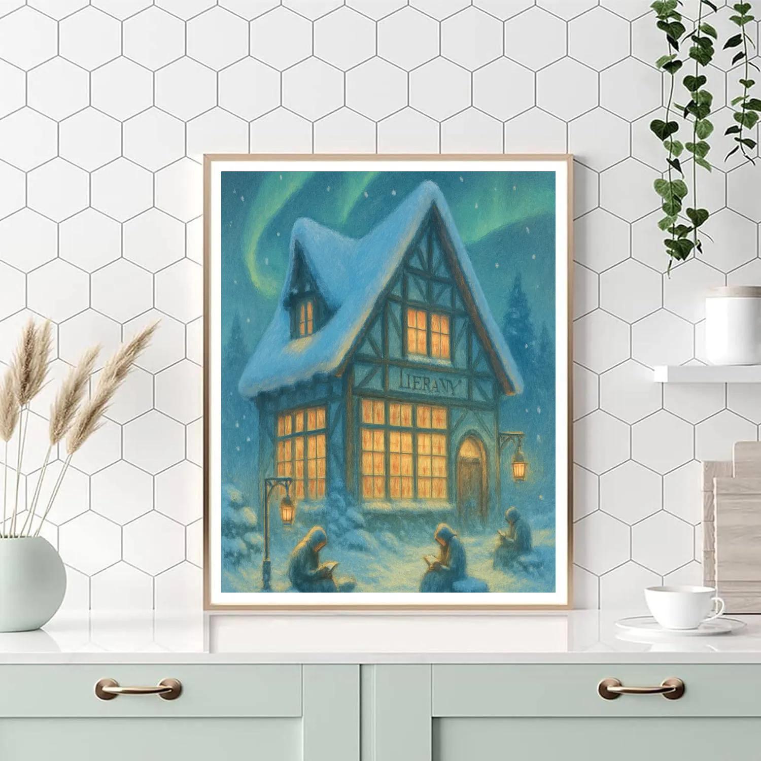 North Pole Library At First Snow Paint by numbers art