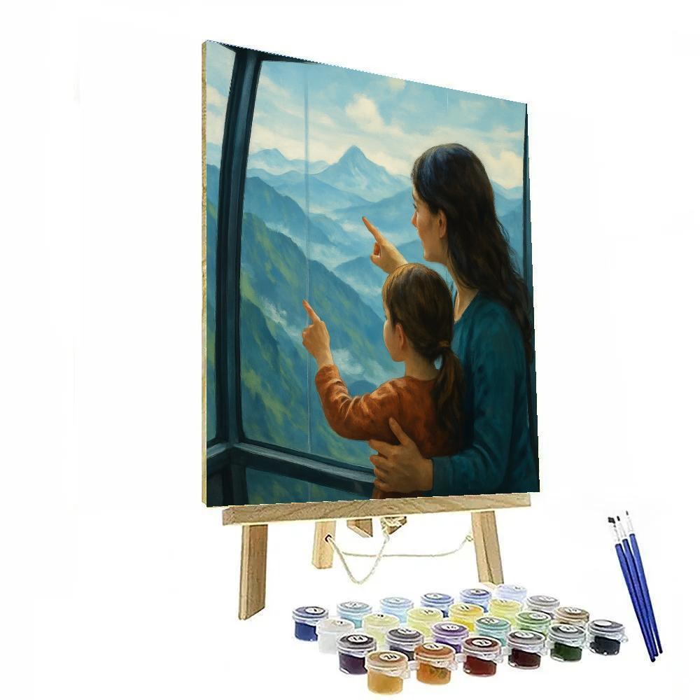 Mountain View Cable Car With Mom paint by number
