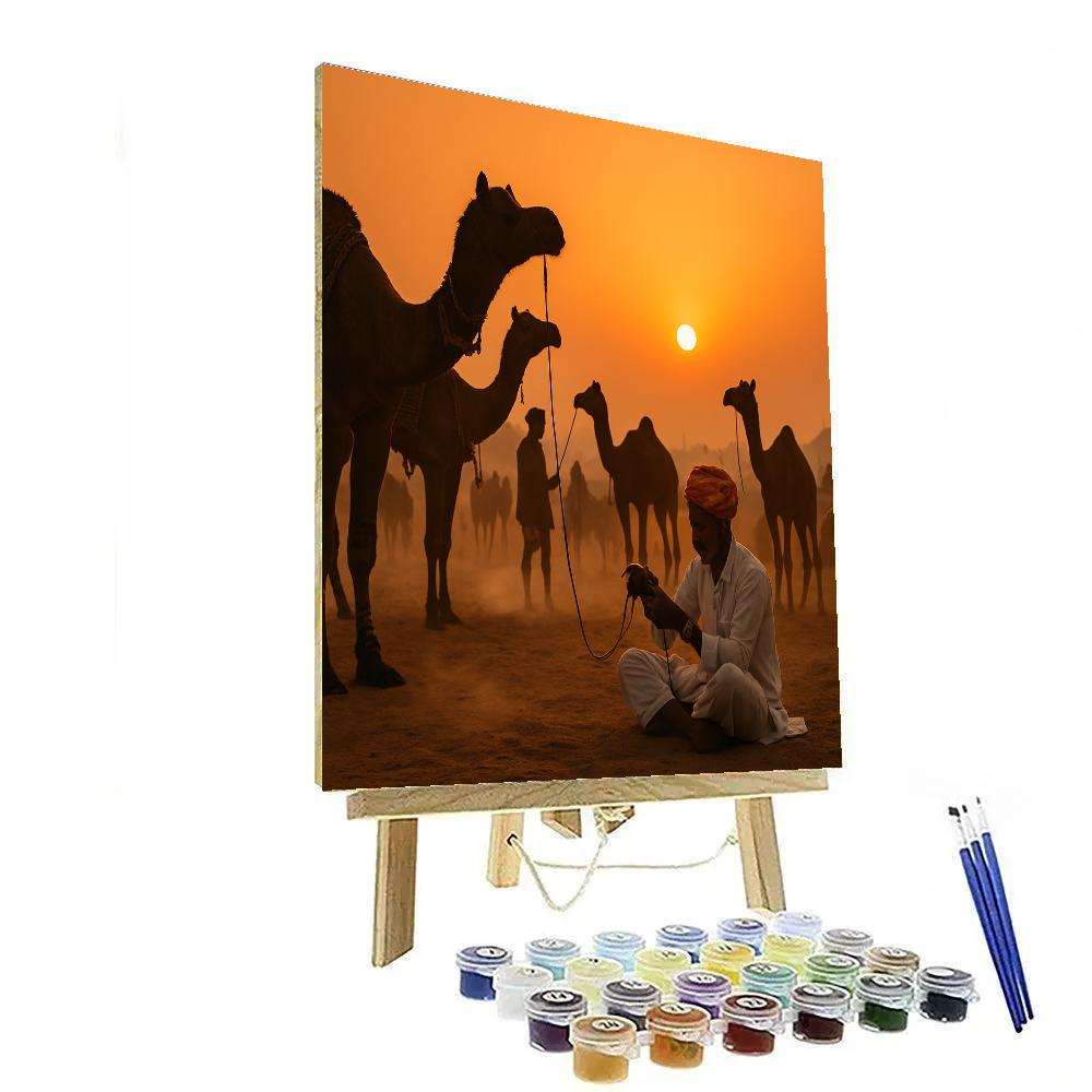 Pushkar Camel Fair Sunrise Rajasthan Numbered painting kits
