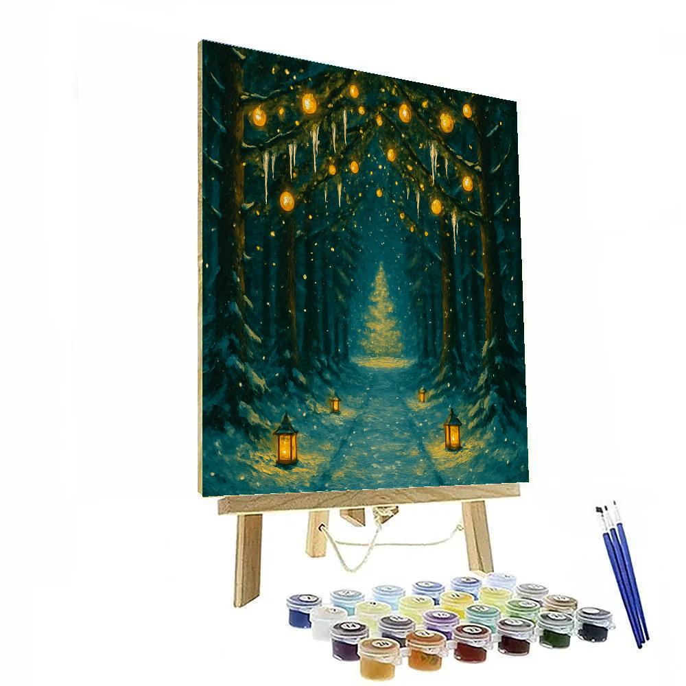 Snowy Cathedral Of Evergreen Boughs Paint by numbers kits