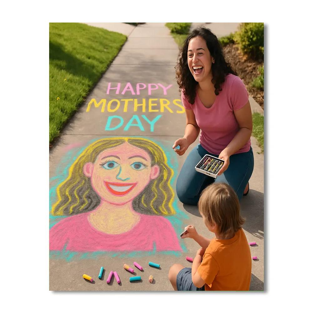 Sidewalk Chalk Portrait Of Mom painting number kit