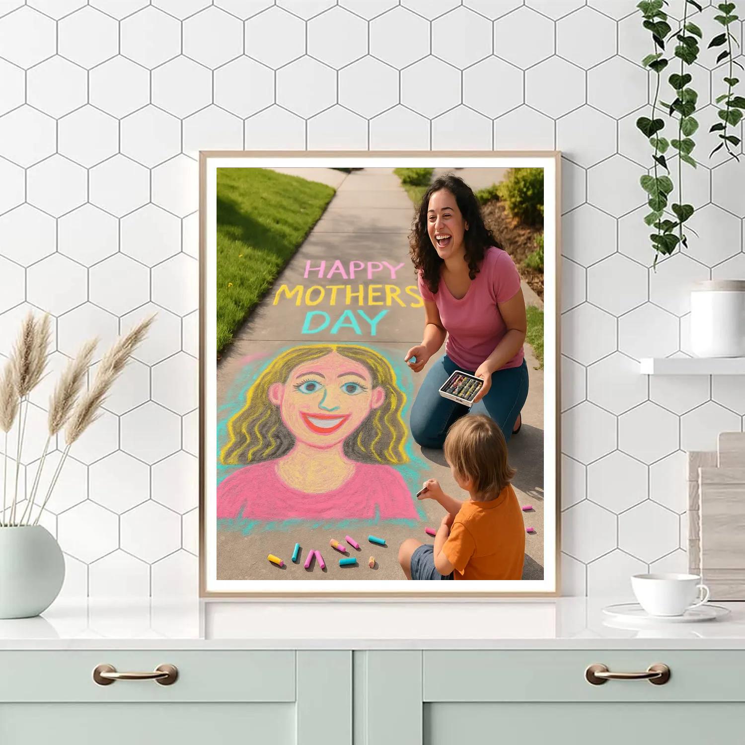 Sidewalk Chalk Portrait Of Mom painting number kit