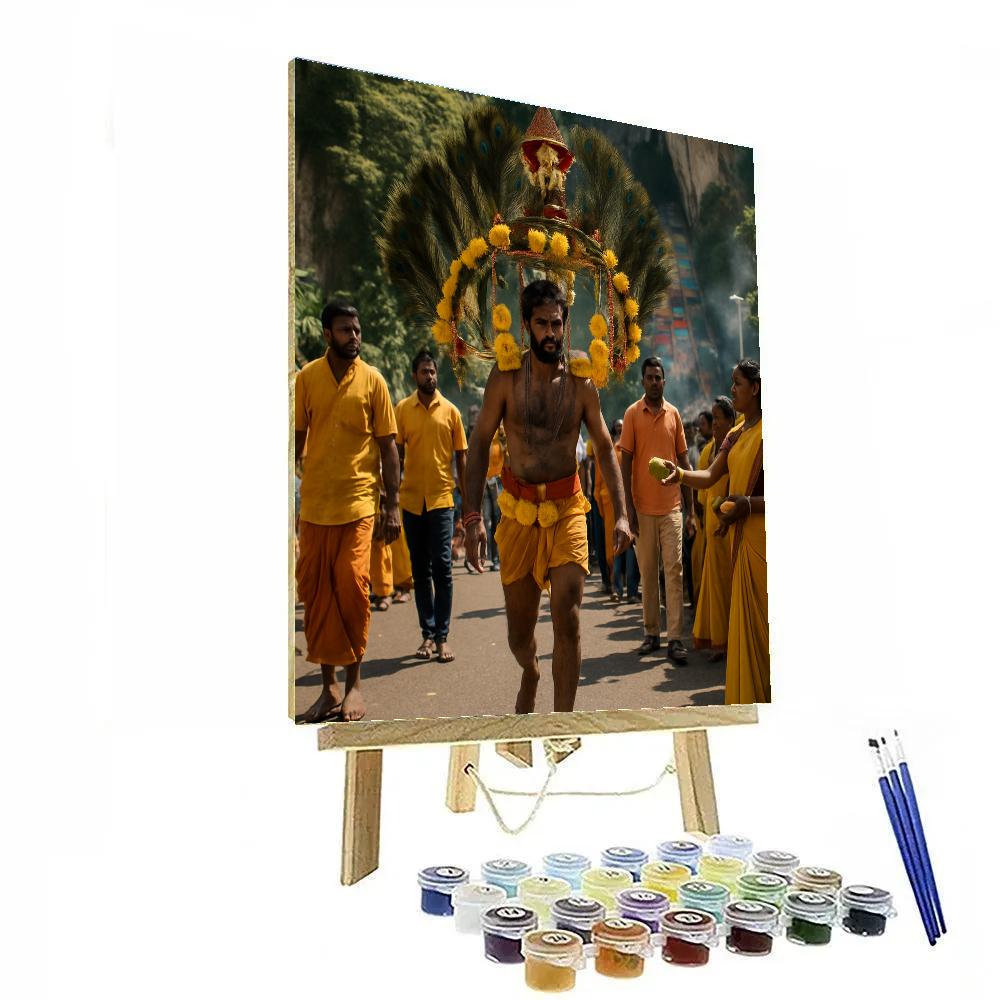 Thaipusam Kavadi Procession In Kuala Lumpur paint by color
