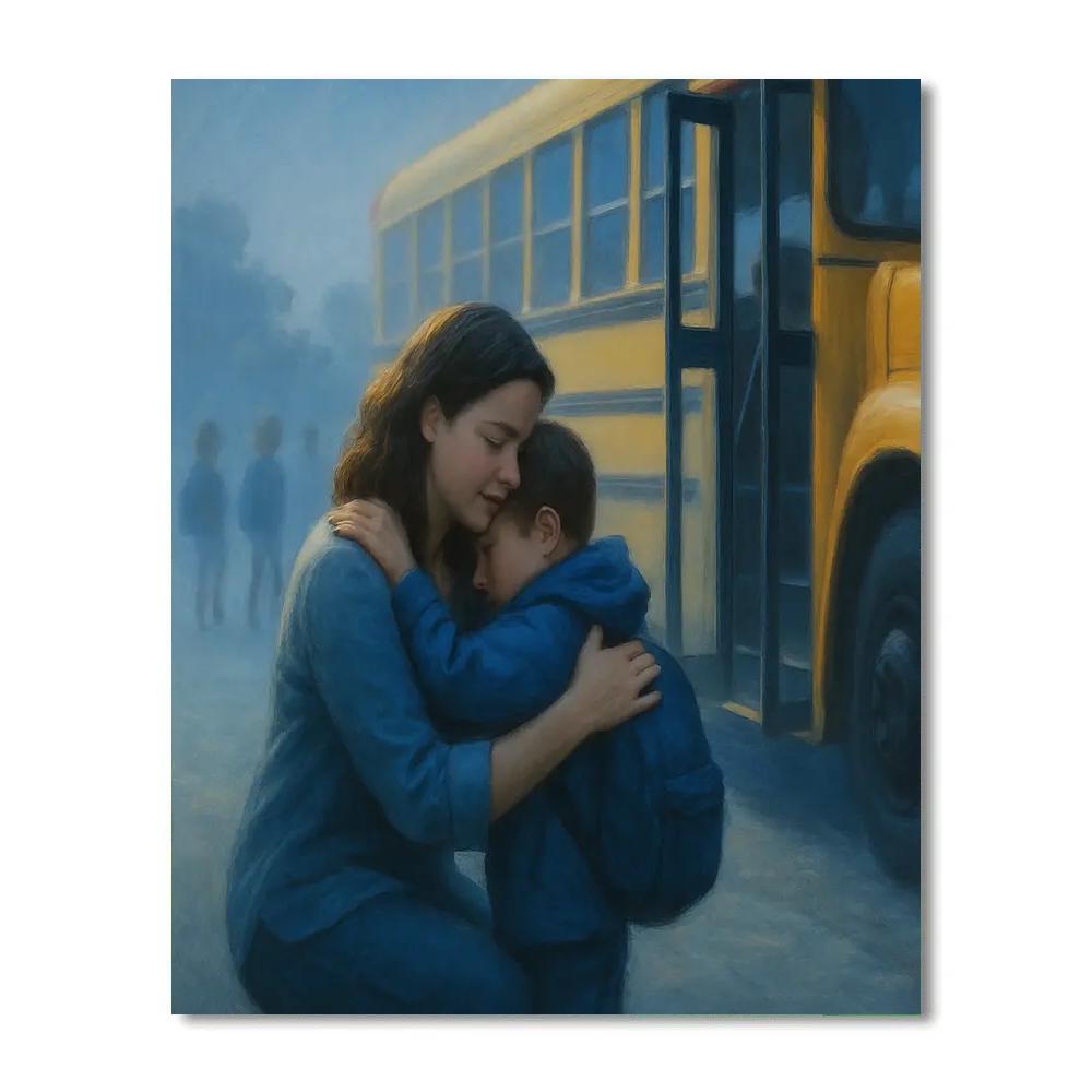 Bus Stop Goodbye Hug paint by color
