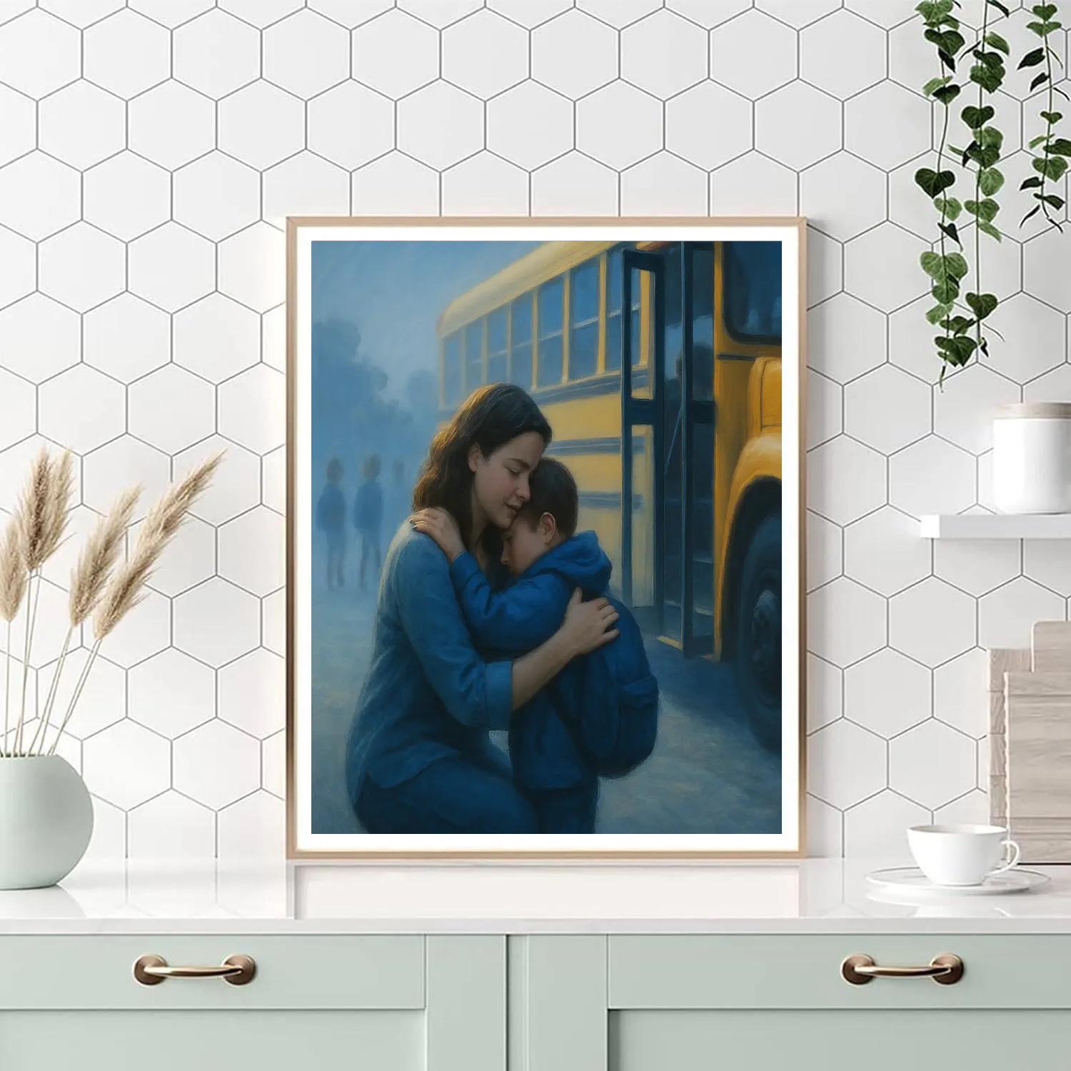 Bus Stop Goodbye Hug paint by color