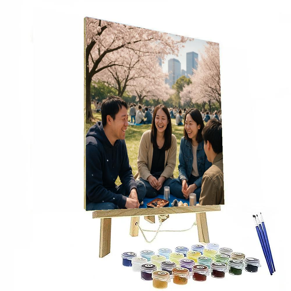 Hanami Cherry Blossom Picnic In Tokyo Park Paint by numbers kits