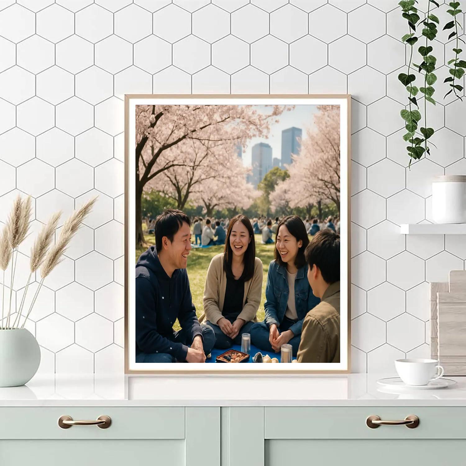 Hanami Cherry Blossom Picnic In Tokyo Park Paint by numbers kits