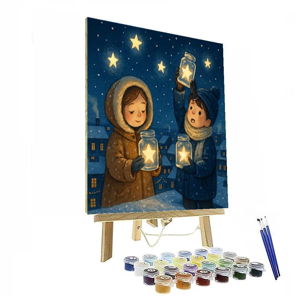 Star Catchers On The Snowy Rooftops Paint by numbers kits
