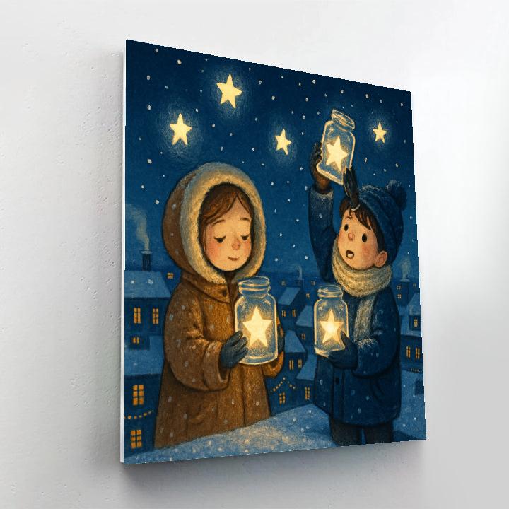 Star Catchers On The Snowy Rooftops Paint by numbers kits